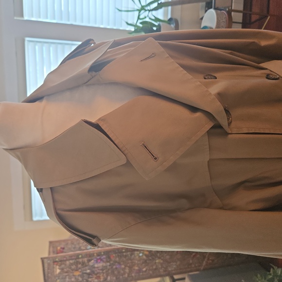 VTG Barneys New York Mens Preppy Double Breasted Wool USA Trench Coat Beige 48 - Picture 2 of 13